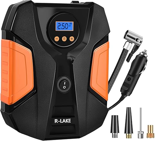 Compresor de aire portátil para inflador de neumáticos, bomba para neumáticos de automóvil (hasta 50 PSI), bicicletas de 12 V CC 150 PSI) con luz