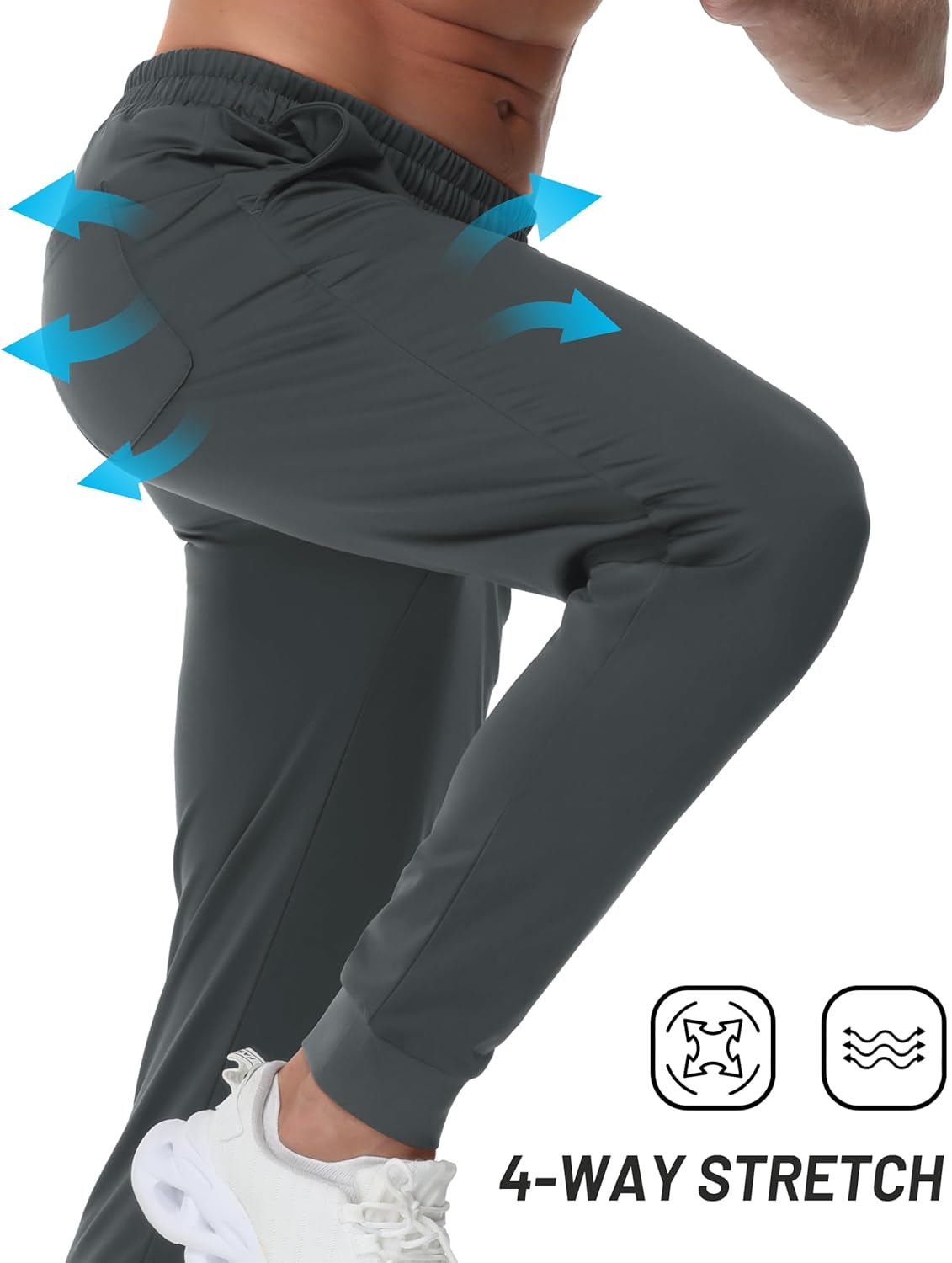 TACVASEN Men's Fleece Lined Joggers with Pockets Winter Warm Sweatpants Water Resistant Gym Workout Athletic Pants Men - Image 2