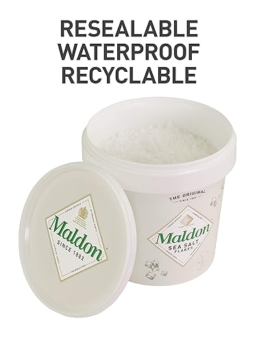 Miniatura 4 de Maldon Salt Company Sea Salt Flakes - Tina resellable natural artesanal Kosher sal premium cristales piramidales crujientes suaves 20 onzas paquete