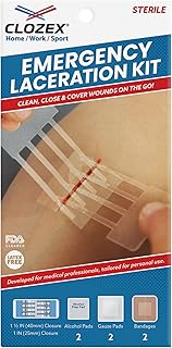 Clozex Complete Emergency Laceration Kit - Repair Wounds Without Stitches. FDA Cleared Skin Clean Cover Closure Device for 2 Individual Or Combine for 2 1/2 in. Length