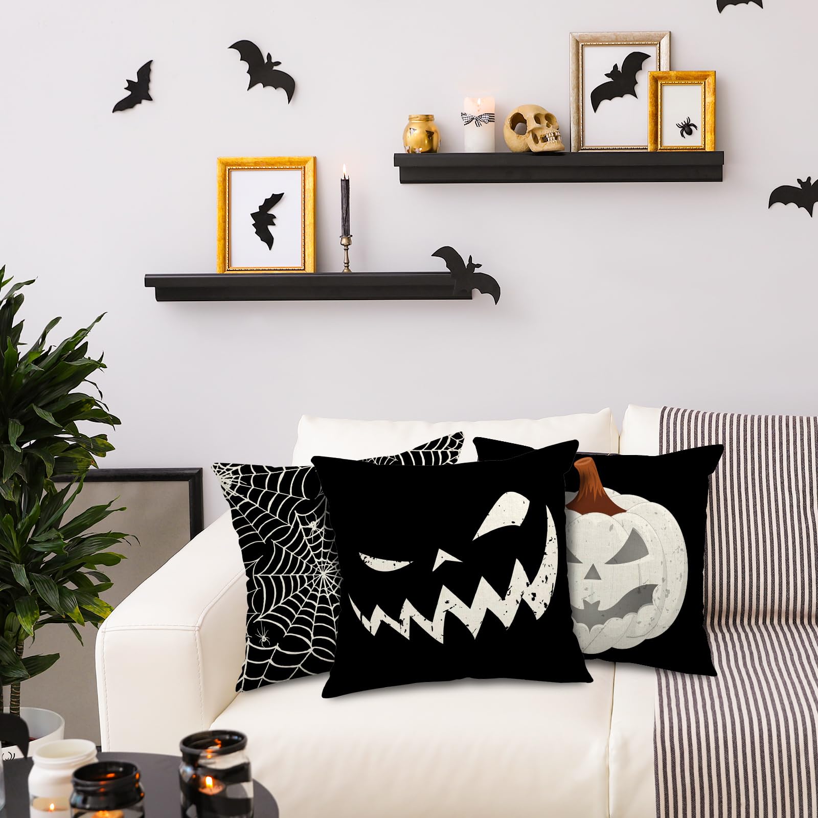 Amazon.co.jp: Whaline ハッピーハロウィンクッションカバー 20 x 20