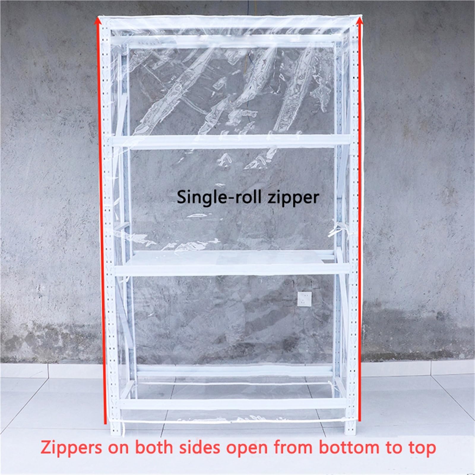 Copertura Antipolvere in PVC Trasparente Impermeabile Resistente all'Acqua e alla Polvere Tessuto Resistente Coperture per scaffali da Esterno con Cerniera(B,60x35x160cm)