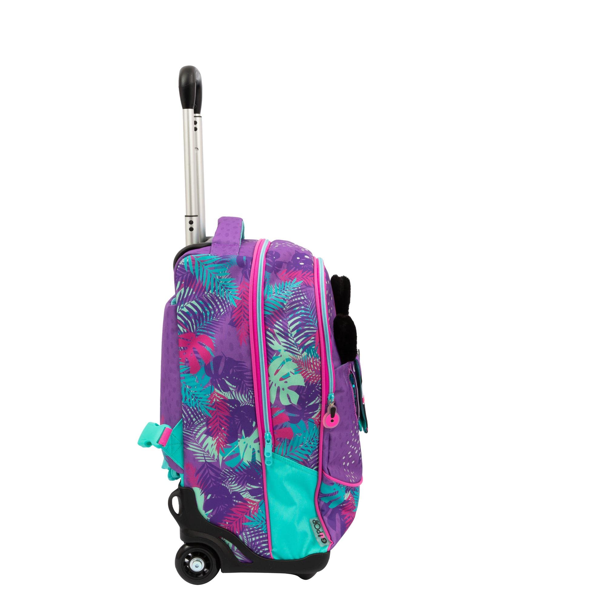 Go Pop - Zaino con Trolley femminile - 3 Grafiche Frontali Intercambiabili e Pop-Up, 2 Scomparti con cerniera, Spallacci Imbottiti, adatto alla scuola primaria, 34 l x 47 h x 23 p - 36 litri