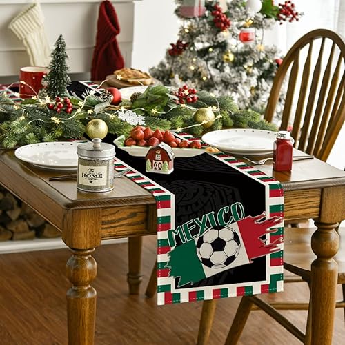 Miniatura 2 de Artoid Mode Camino de mesa de fútbol de México, decoración de mesa de comedor de cocina 2022 para fiesta de fútbol de 13 x 72 pulgadas