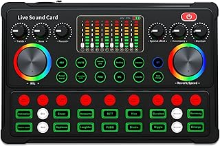 COMOFFIA Bluetooth Sound Card M3 Sound Card Sound Card M3 RGB LED Wireless Bluetooth Compatible External Mixer Sound Card Noise Reduction For Live Streaming Singing Recording