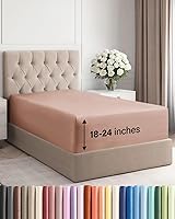Vista 137 de Sábana bajera extra profunda tamaño Queen – Sábana bajera individual de lujo para hotel solamente – Se adapta fácilmente a colchones de 18 a 24