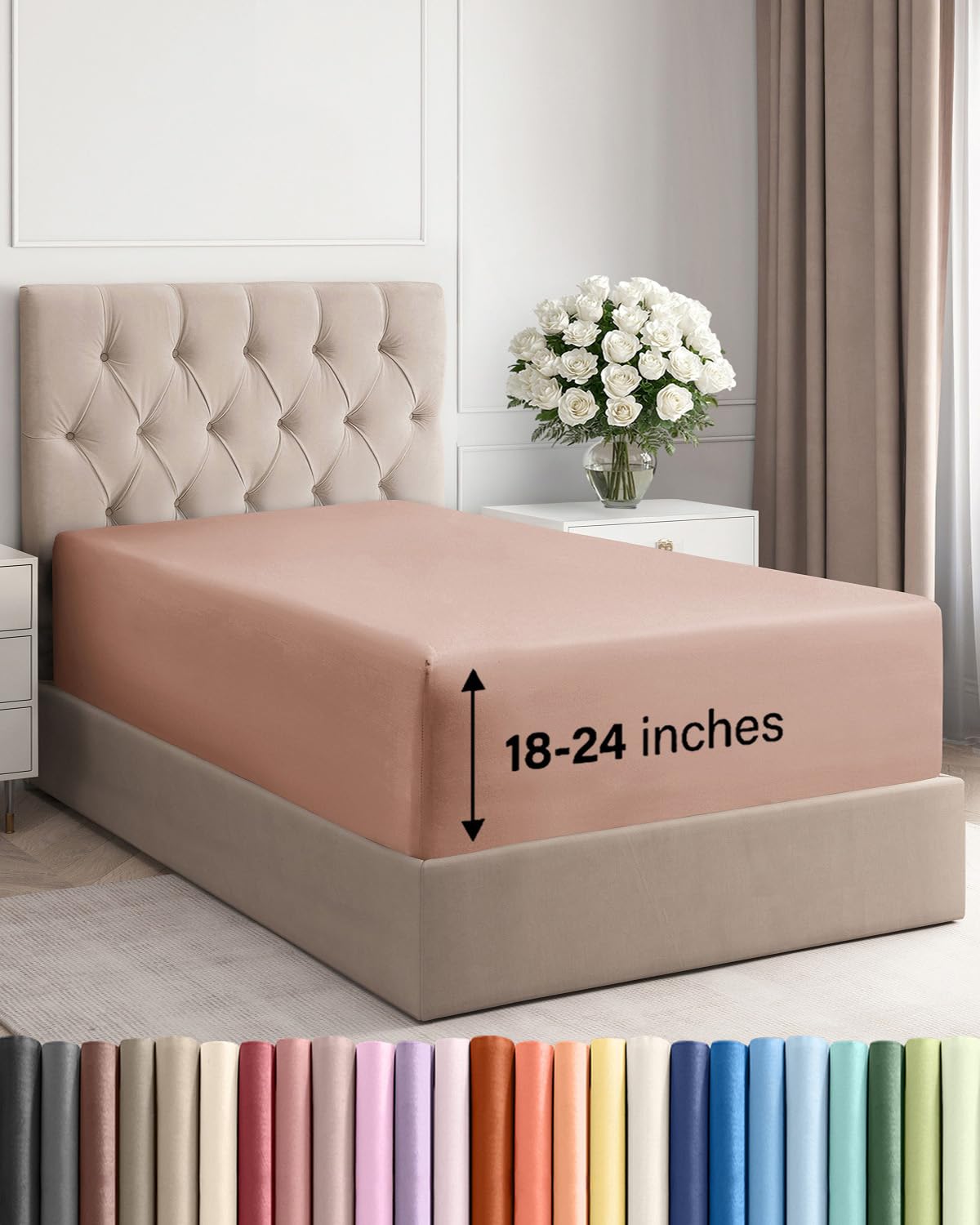 Drap-housse twin profond lit simple matelas epais 45 61 cm ultra doux