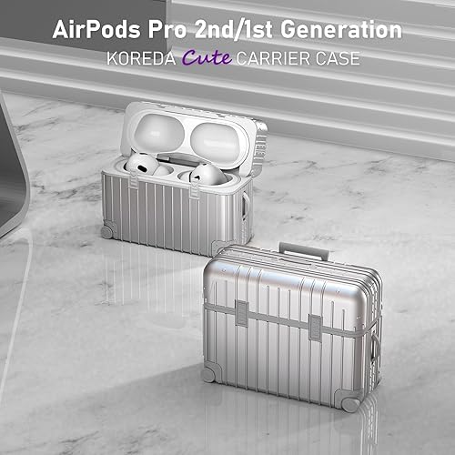 Miniatura 2 de KOREDA - Funda rígida para AirPods Pro 2, diseño de maleta divertida y bonita para Airpods Pro de 2 generación1 generación (202320222019) con kit de