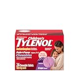 Children's Tylenol Chewables with 160 mg Acetaminophen, Pain Reliever & Fever Reducer for Kids' Cold + Flu Symptoms, Headache, Sore Throat & Toothache, Aspirin-Free, Grape Flavor, 24 ct