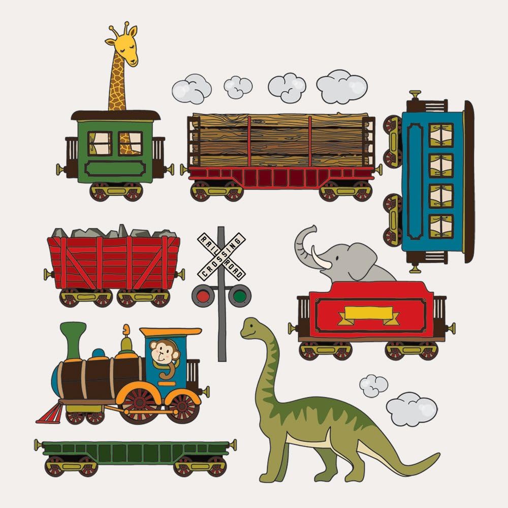 Animal Trains Vinyl Wall Sticker - Peel and Stick - by Simple Shapes ®