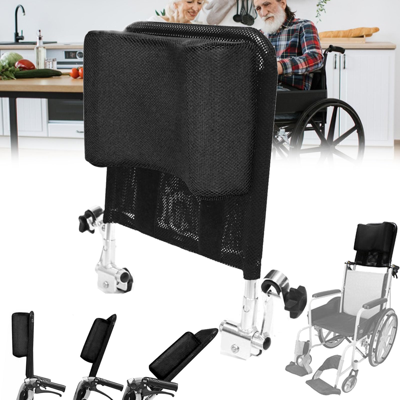 Rollstuhl Kopfstütze, Einstellbare Rollstuhl Zubehör Kopfstützen Rollstuhl Kopfstütze Nackenstütze Universal Rollstuhl Kopfstütze Rückenlehne Atmungsaktive Stabile Stütze U Typ Kissen