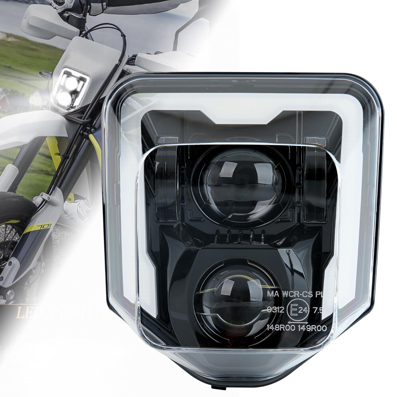 DREAMIZER Phare LED pour Moto Compatible avec Pit Dirt Bike Motocross Husqvarna 2014-2023 701 Enduro 701 SuperMoto FE250 FE350 FE450 FE501 FE501S TE150 TE250i TE300i