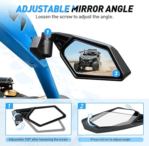Miniatura 3 de Nilight UTV - Espejos laterales de aluminio X3, espejo retrovisor compatible con Can Am Maverick X3 TurboDS MR RS Turbo R  X3 Max  1000