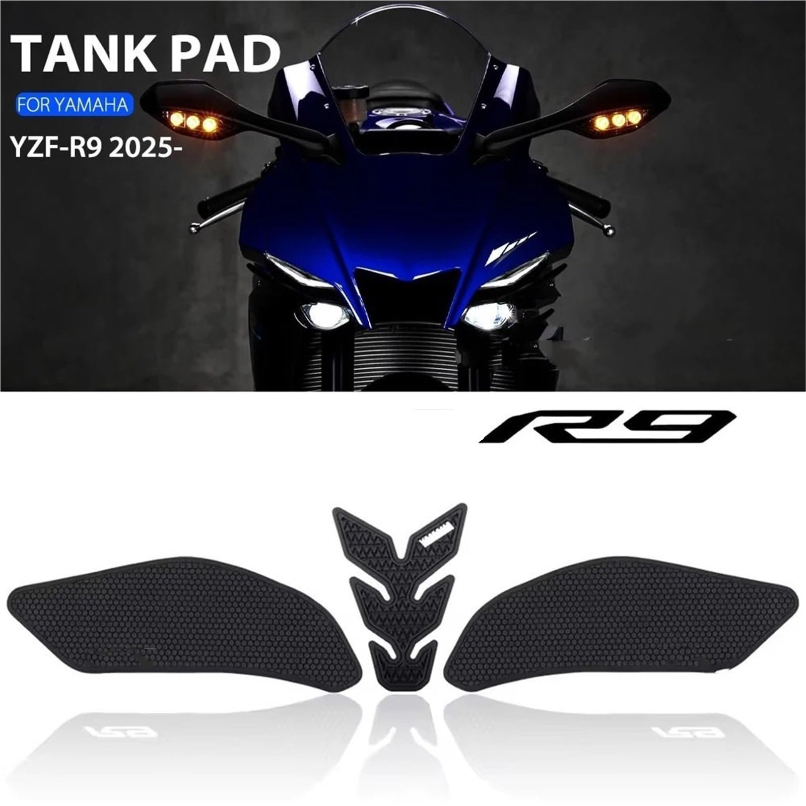 Płyta ochronna zbiornika Pasuje do Supersport YZF-R9 YZF R9 2025 Zbiornik motocykla Podkładka trakcyjna Naklejka antypoślizgowa(1 SET)