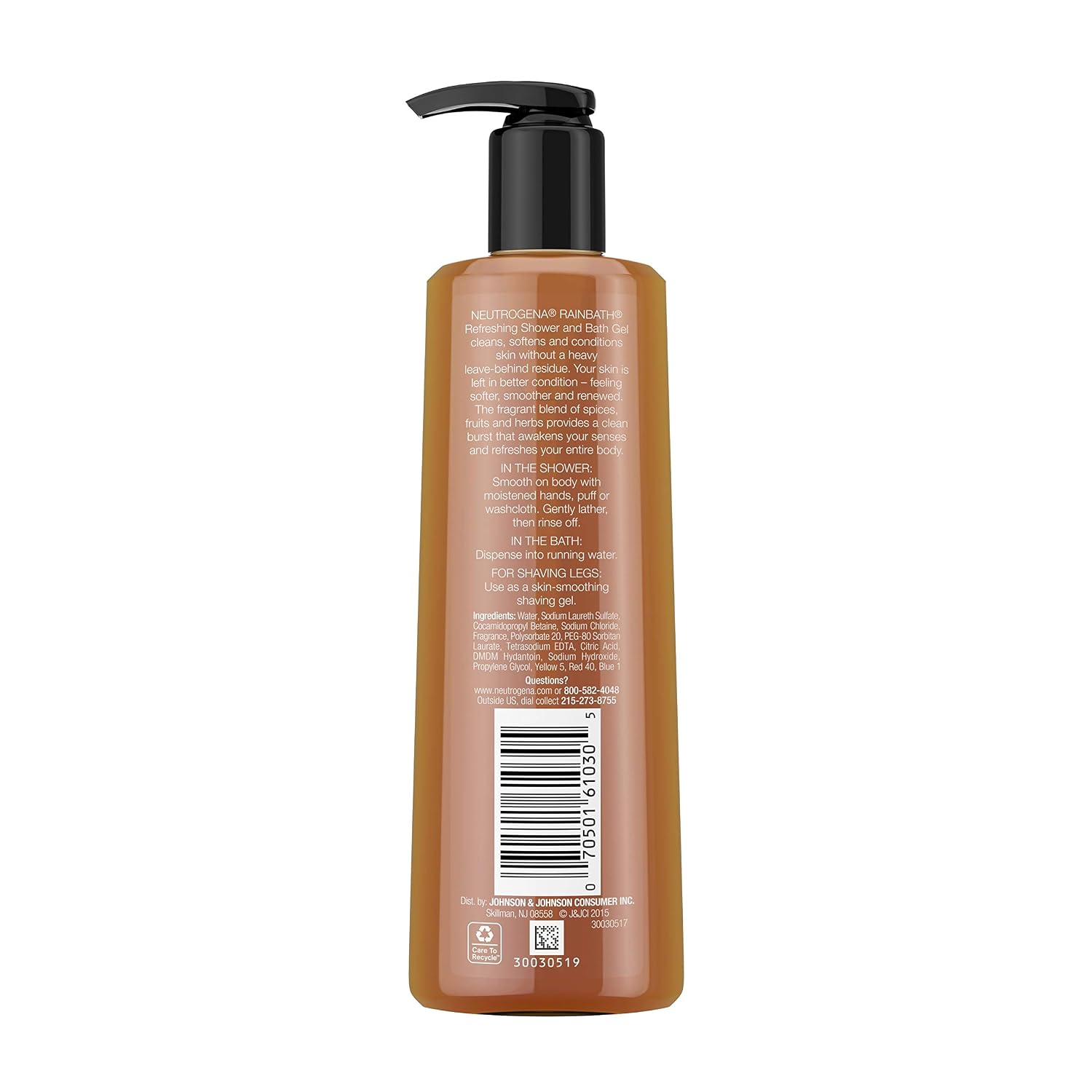 Neutrogena Rainbath Refreshing and Cleansing Shower and Bath Gel, Moisturizing Body Wash and Shaving Gel with Clean Rinsing Lather, Original Scent, 8.5 fl. oz