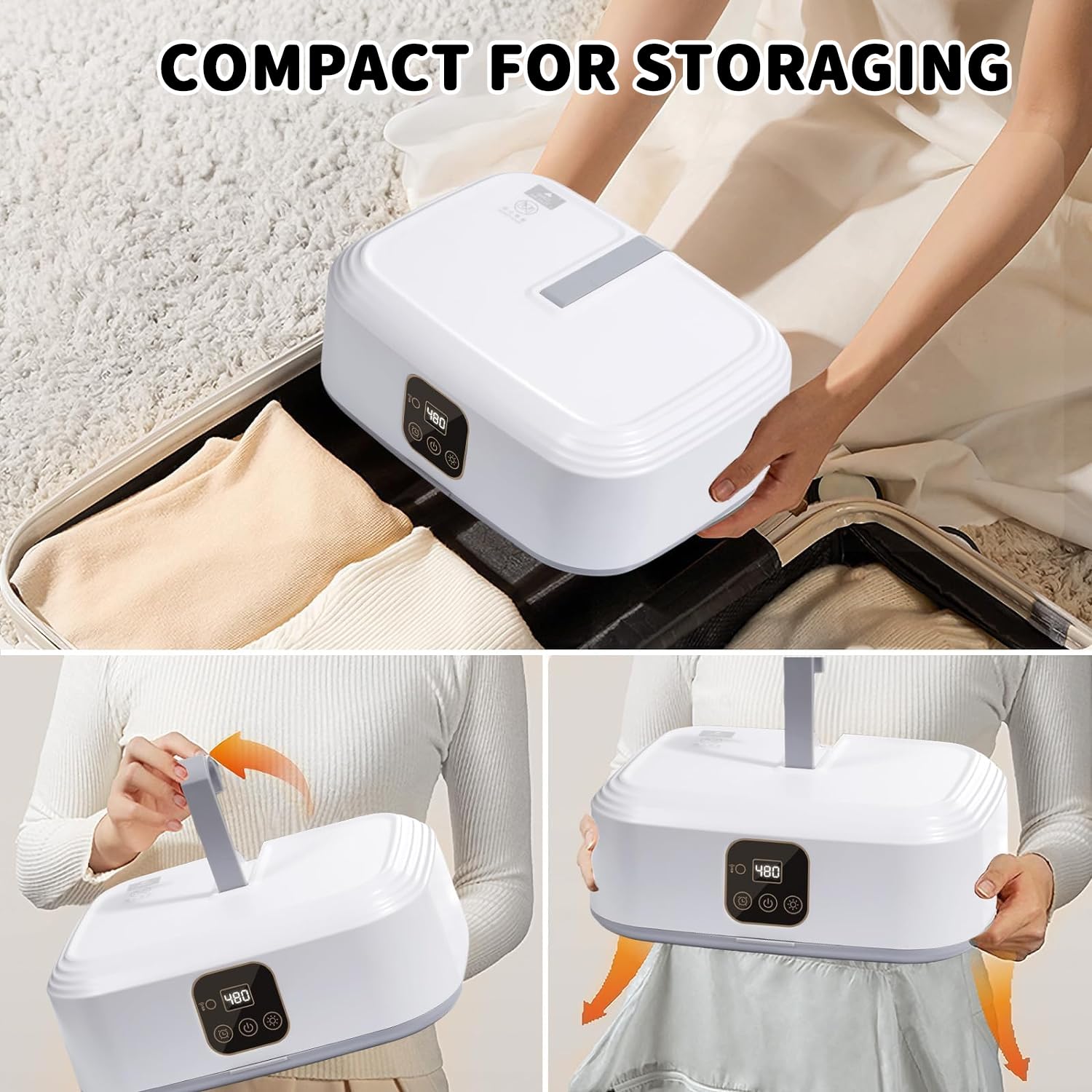 Mini suszarka 600 W z timerem 1-8 h, pilotem zdalnego sterowania i sterylizacją UV – przenośna suszarka 10 kg – pompa ciepła, suszarka do ubrań i suszarek, mała