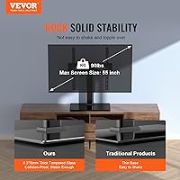 Vista 2 de VEVOR Soporte universal para TV de 32 a 55 pulgadas, soporte giratorio de altura ajustable con base de vidrio templado para dormitorio, sala de estar