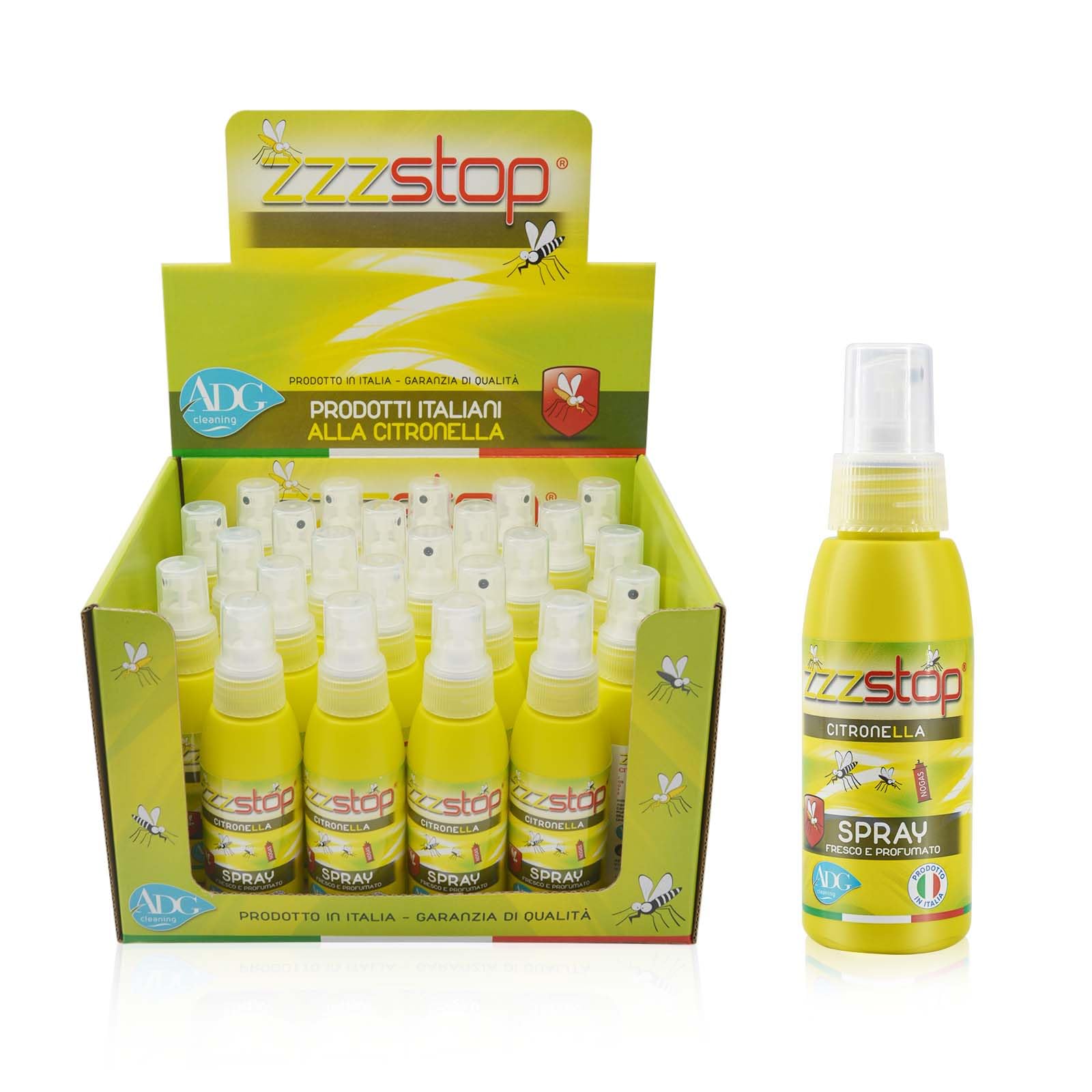 24 Bottiglie Spray antizanzare alla citronella Protezione 100ml MADE IN ITALY - Formulazione protettiva naturale per bambini e adulti