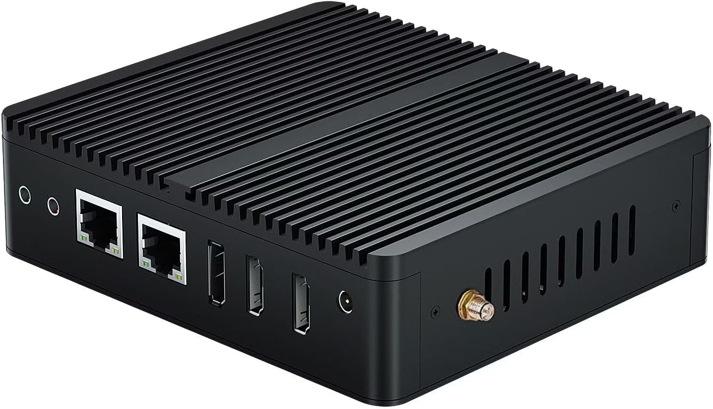 BASOARO Industrial PC Fanless Mini PC Win 11 Pro Celeron J6412, 16GB RAM 512GB SSD 1TB HDD, Dual Gigabit Ethernet, 2 HD DP Triple Display, 2 RS232 COM, 4 USB, Dual Band WiFi, BT 4.2