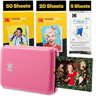 KODAK Step Instant Smartphone Photo Printer - 75 Sheets Bundle - Portable Mini Color Wireless Mobile Printer - Zink 2x3” Sticky-Back Photos - Bluetooth Compatible with Smart Devices - Fun App -Pink