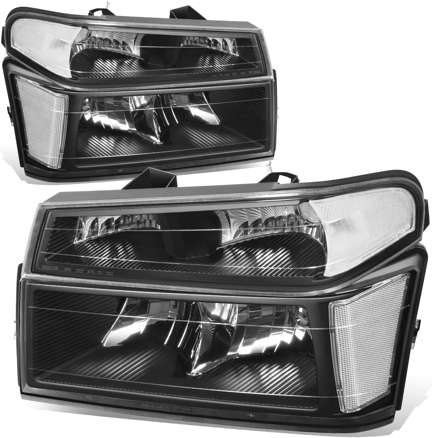 Auto Dynasty 4Pcs Headlights Assembly and Bumper Lamps Compatible with Chevy Colorado GMC Canyon 2004-2012 Isuzu i-290 i-370 2007-2008 i-280 i-350 2006, Driver and Passenger Side, Black Housing