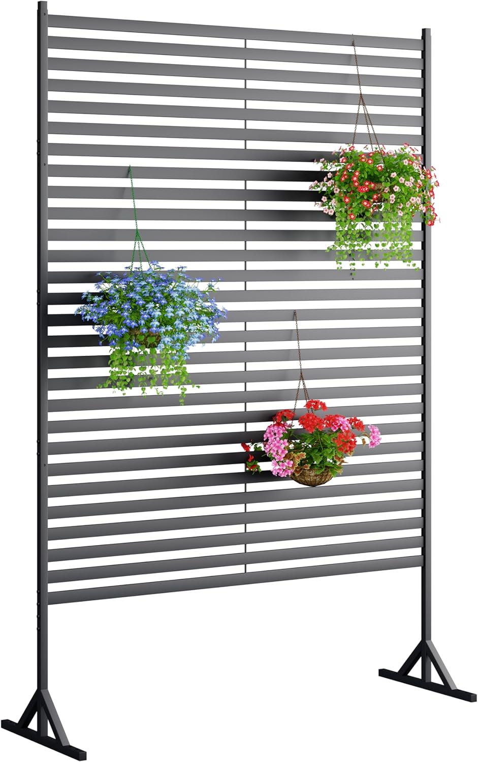 Metal Outdoor Privacy Screen Freestanding 72" H×48" W, Decorative Privacy Fence for Balcony Patio Lawn Garden, Privacy Fence Privacy with Rustproof PE-Coating (47 * 72inch/4 * 6FT)