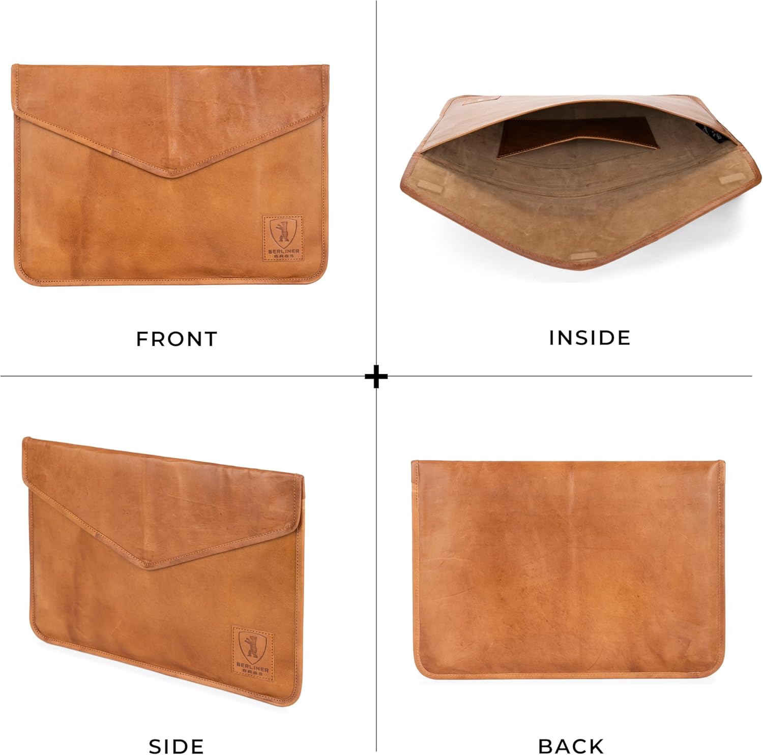 BERLINER BAGS Vintage Genuine Leather Laptop Sleeve, Computer Cases, Notebook Cover - Brown (15.6 Inch) - Image 5
