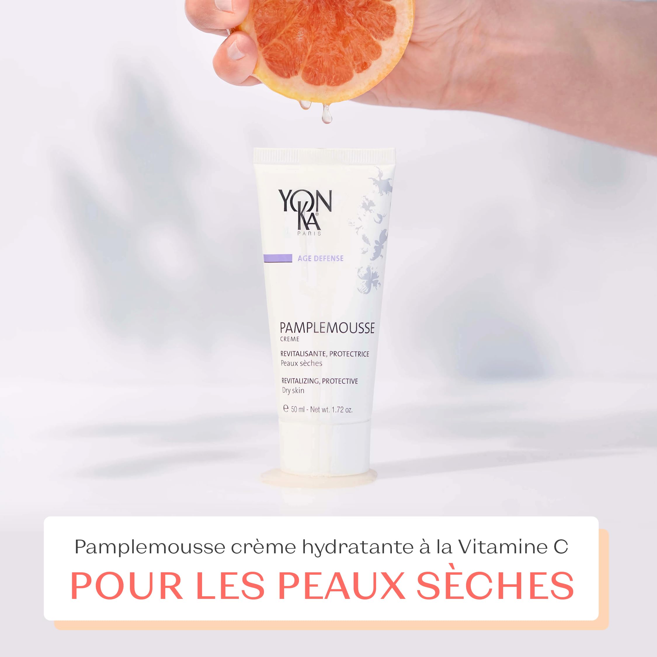 Pamplemousse Crème Peaux Sèches Yonka 50ml - Effet Éclatant et Anti-teint Terne - Vitamine C et Huiles Essentielles d'Agrumes - Protège et Resserre les Pores - 97% d'Ingrédients Naturels