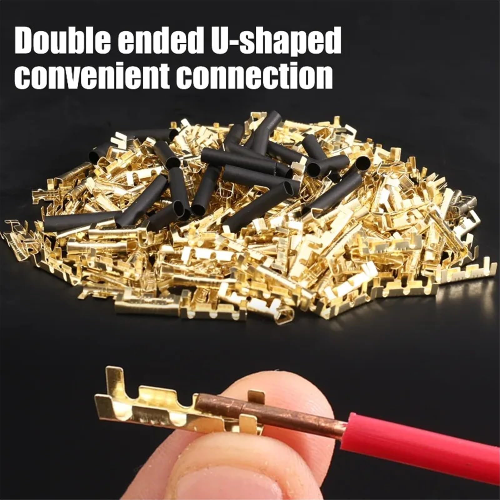 Cosse A Sertir Connecteur De Fil Réparation Électrique, Anneau Connexion Rapide En Cuivre Non Isolé Forme U, Terminal À Sertir(1040pcs (5bag))