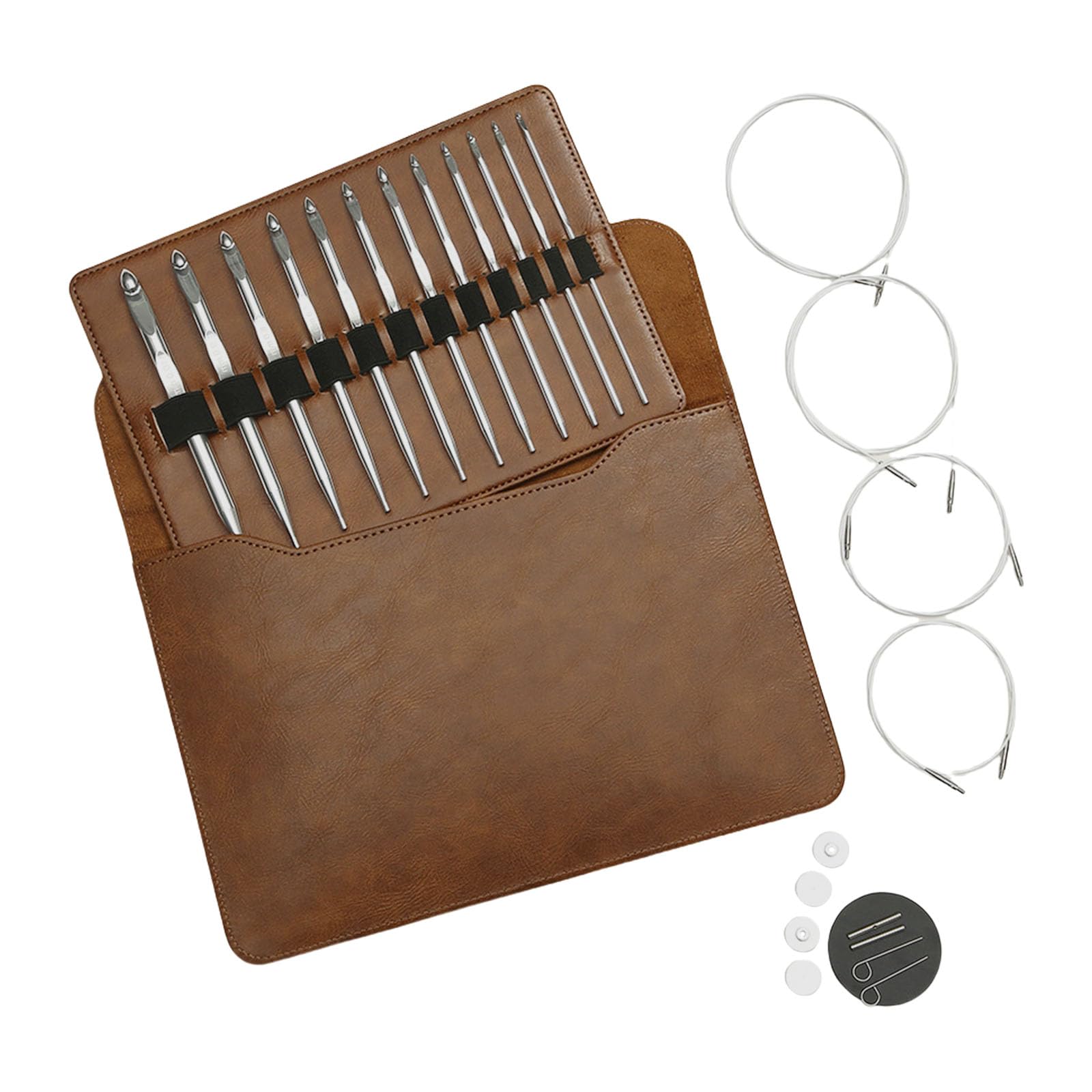 HUANGTNG Interchangeable Circular Knitting Needle Tunisian Crochet Hook Set 3mm-10mm Carpet Crochet Hook Set with Storage Bag