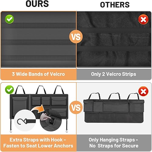 Miniatura 3 de Organizador de maletero colgante desmontable, organizador plegable para maletero de automóvil, con 7 compartimentos grandes, organizador de maletero