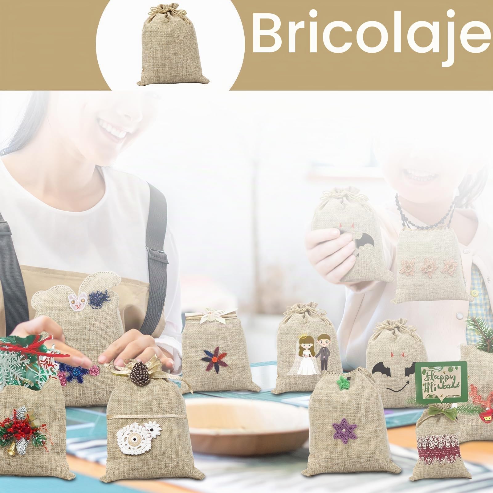 15x20cm Bolsas de Yute 20 Piezas Bolsitas de Tela Pequeñas con Cordón para Rellenar Bolsa Regalo Pequeña Reutilizables para Joyería Bolsas Regalos de Boda DIY Fiesta
