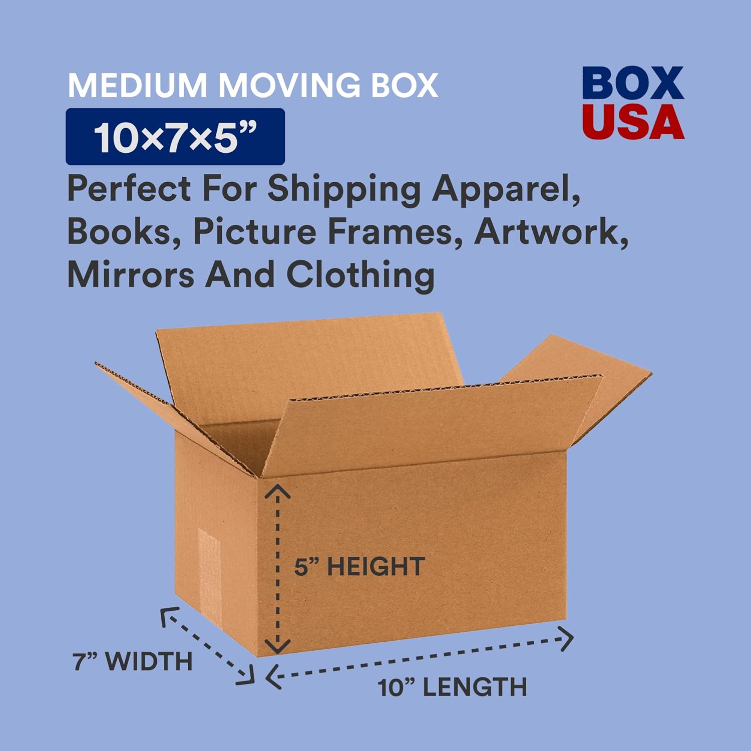 BOX USA Shipping Boxes Small 10"L x 7"W x 5"H, 25-Pack | Corrugated Cardboard Box for Packing, Moving and Storage