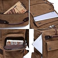 Vista 2 de Vintage Canvas Backpack Casual Travel Rucksack 15.6inch Laptop Daypacks Hiking Camping Backpack