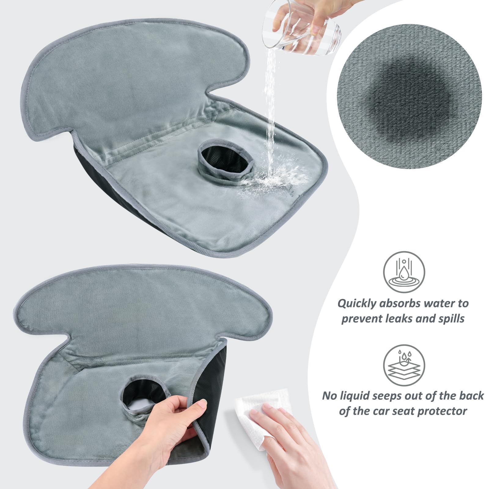 INFANZIA Dry Seat,Paquete de 2 Protectores de Asiento de Coche Impermeables para Entrenamiento de Orinal para niños pequeños, bebés y bebés, Almohadilla para Asientos de Coche, cochecitos, Gris
