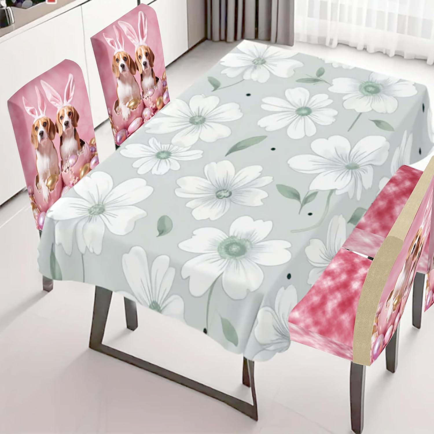Chair Covers for Dining Chairs Set of 4 Easter Beagle Dining Room Decor