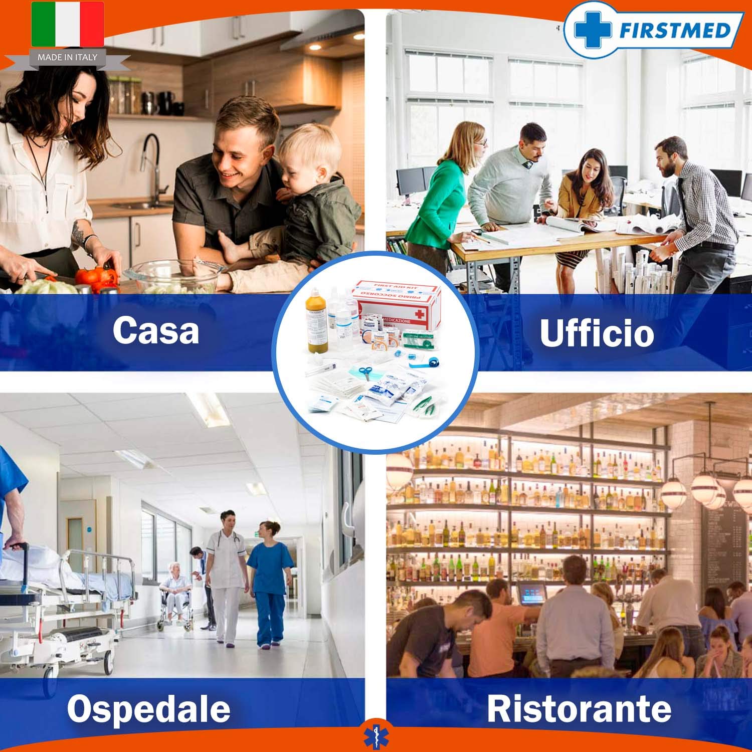 kit di reintegro ALLEGATO 1 SENZA SFIGMOMANOMETRO pacco medicazione per cassetta medica armadietto di pronto soccorso aziende più 3 dipendenti