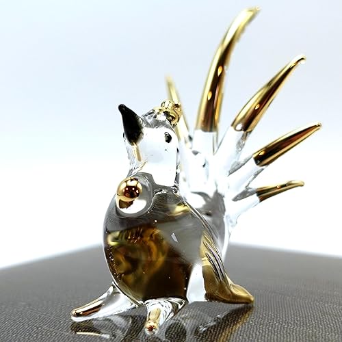 Miniatura 3 de Figuras miniatura de gallo de pollo, animales soplados a mano, arte de vidrio soplado a mano, adornos dorados, decoración de regalo coleccionable,