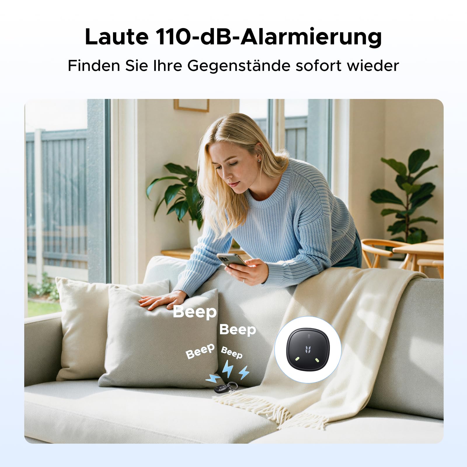 UGREEN FineTrack Mini 2 kompatibel mit Apple Find My (nur iOS), Schlüsselfinder mit 110dB Signalton, Leuchtendes Design, IP68, Tracker für Koffer, Keys, Rucksack (4 Pack)
