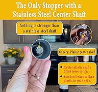 Vista 2 de Tapón de vino – Tapón de botella de vino de acero inoxidable con sello de silicona, conservador de bebidas reutilizable, conservador de frescura