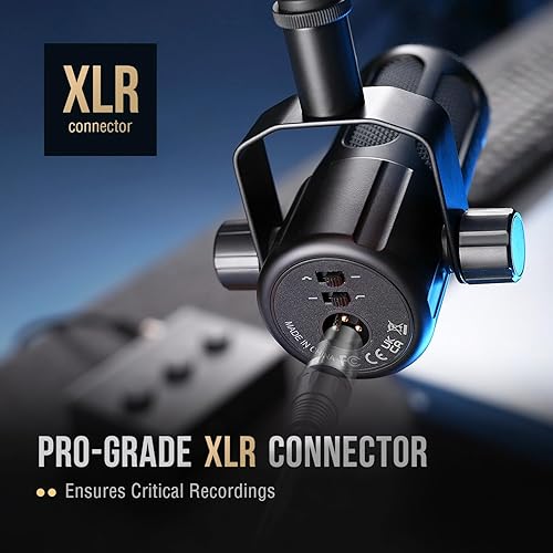 Miniatura 6 de FIFINE Micrófono dinámico XLR, micrófono vocal de estudio para grabación, micrófono de podcast XLR de metal con impulso medio, filtro de corte bajo