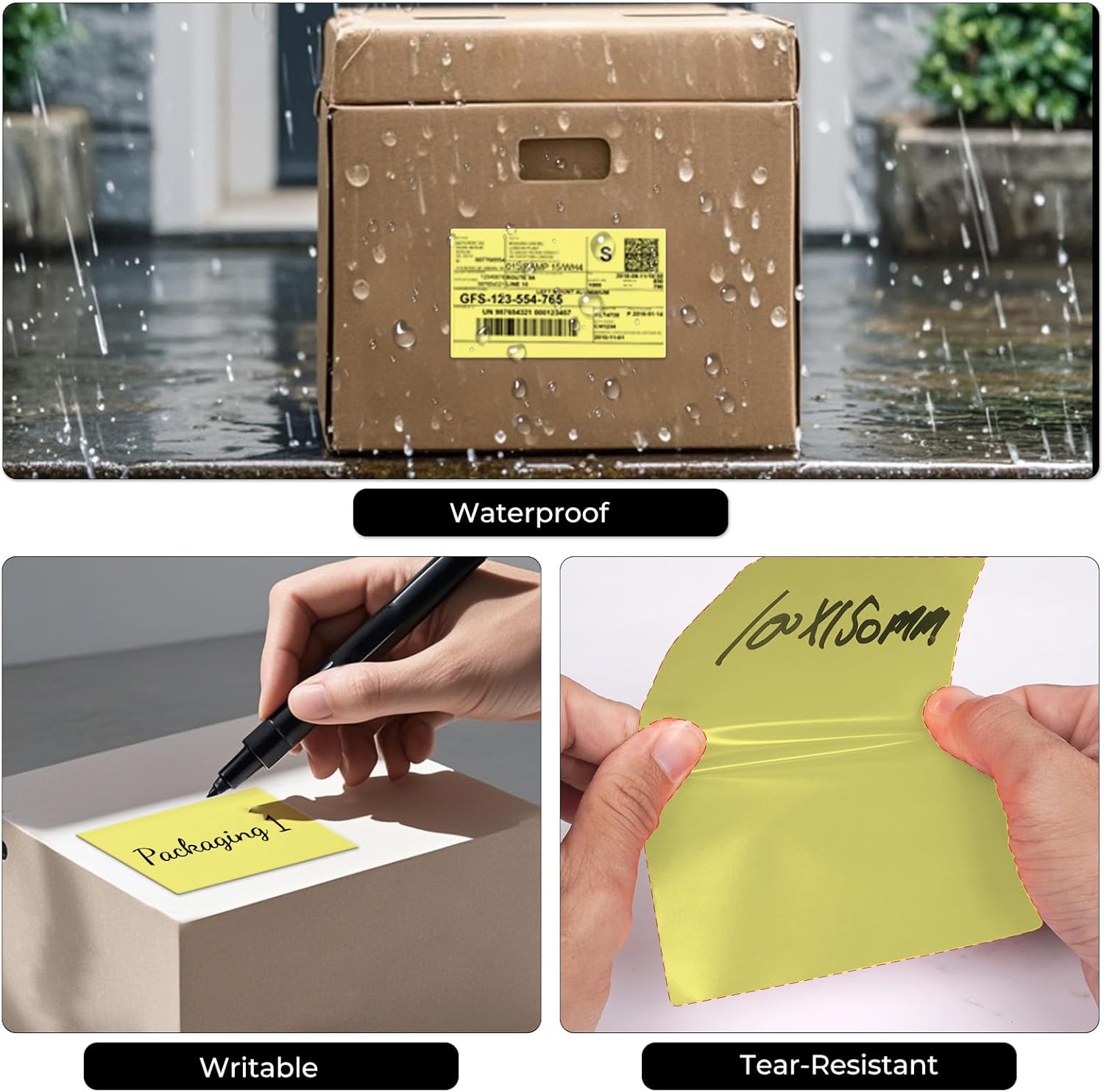 Thermal Mailing Labels 4"x 6" Fanfold Yellow Vinyl Stickers Self-Adhesive Waterproof Direct Printing Label Paper for UPS Address Shipping Postage Barcode 250 PCS - Image 6