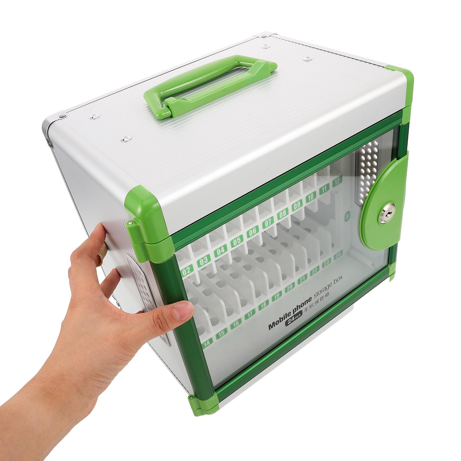 TOYANDONA Armadio Portacellulare Portatile in Lega di Alluminio con 24 Scomparti e Serratura, Design Contemporaneo per Aule Scolastiche e Uso Esami