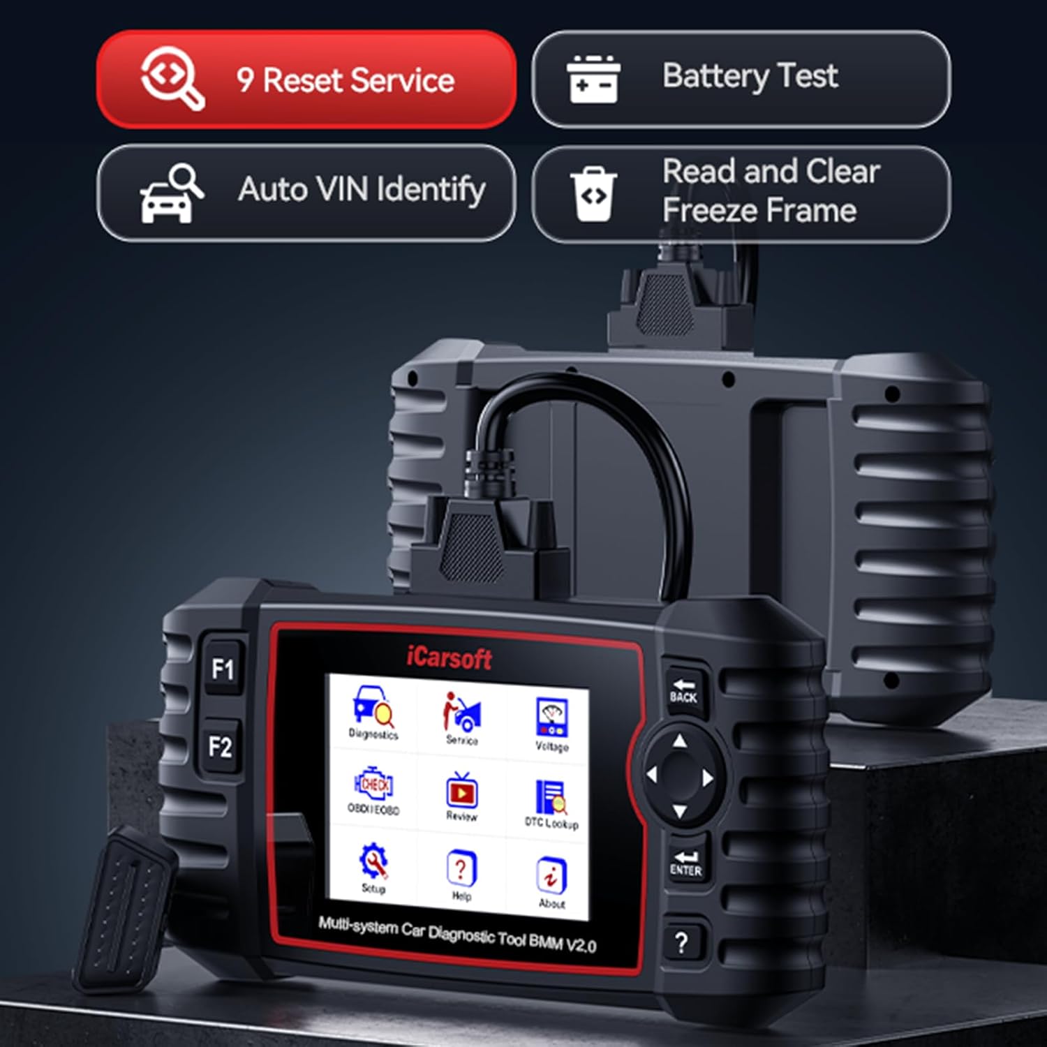 iCarsoft 2025 BMM V2.0 OBD2 Scanner for BMW/Mini/Rolls-Royce, Full System Diagnostic Tool Code Reader with 9 Resets-Oil/SAS/EPB/BMS/ETC/D.P.F/BLD/INJ/TPMS, AutoVIN Battery Test, Lifetime Update