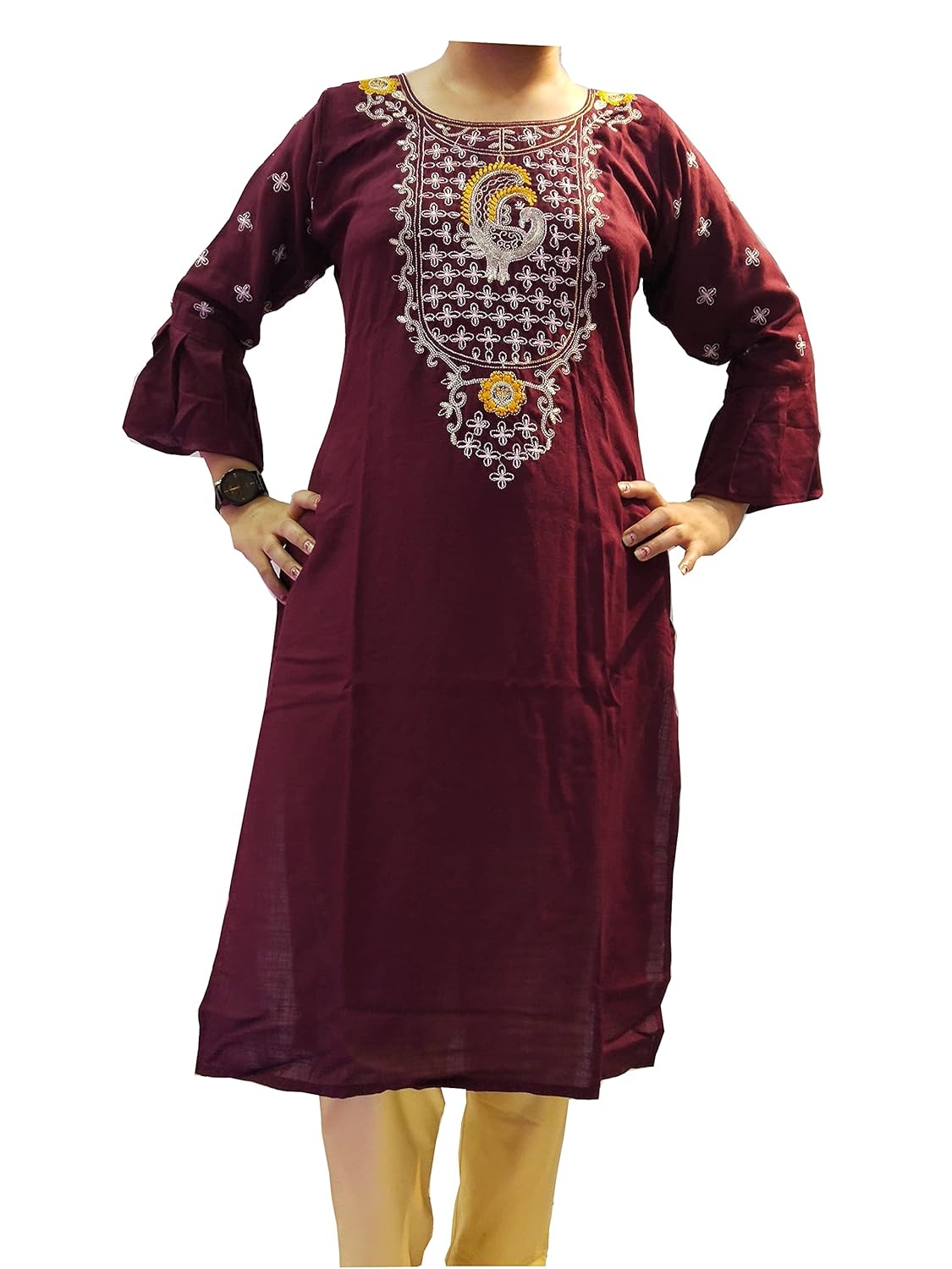 Buy Wine Neck Sleeves Work at Amazon.in