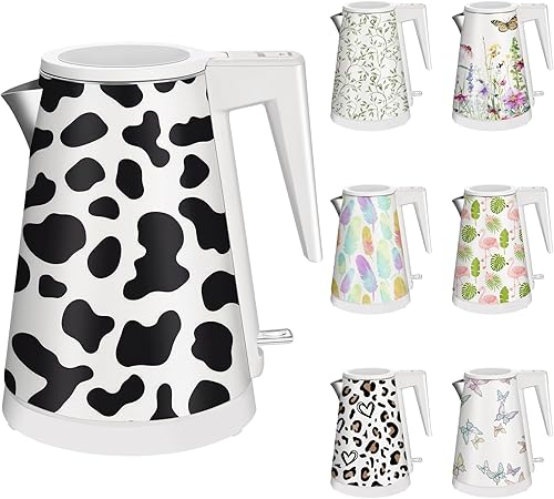 Miniatura 9 de Caldera de agua interior de acero inoxidable de doble pared de 1.2 L, inalámbrica, 1000 W de ebullición rápida con luz LED, cafetera y tetera