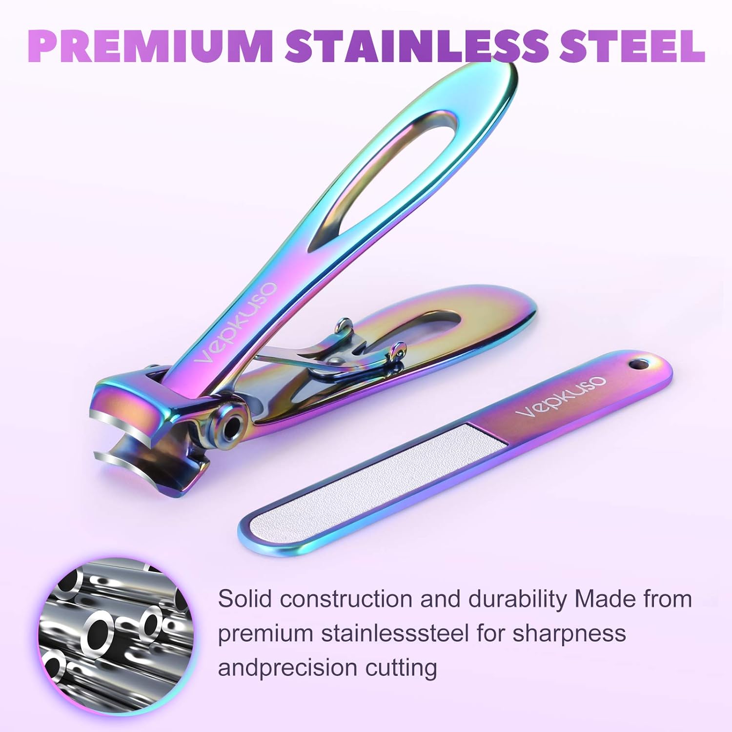 Thick Toenail Clipper – Vepkuso Wide Jaw Opening Oversized Stainless Steel Toenail Cutter with Nail File For Thick Nail, Extra Large Fingernail Toenail Trimmer for Men&Women : Beauty