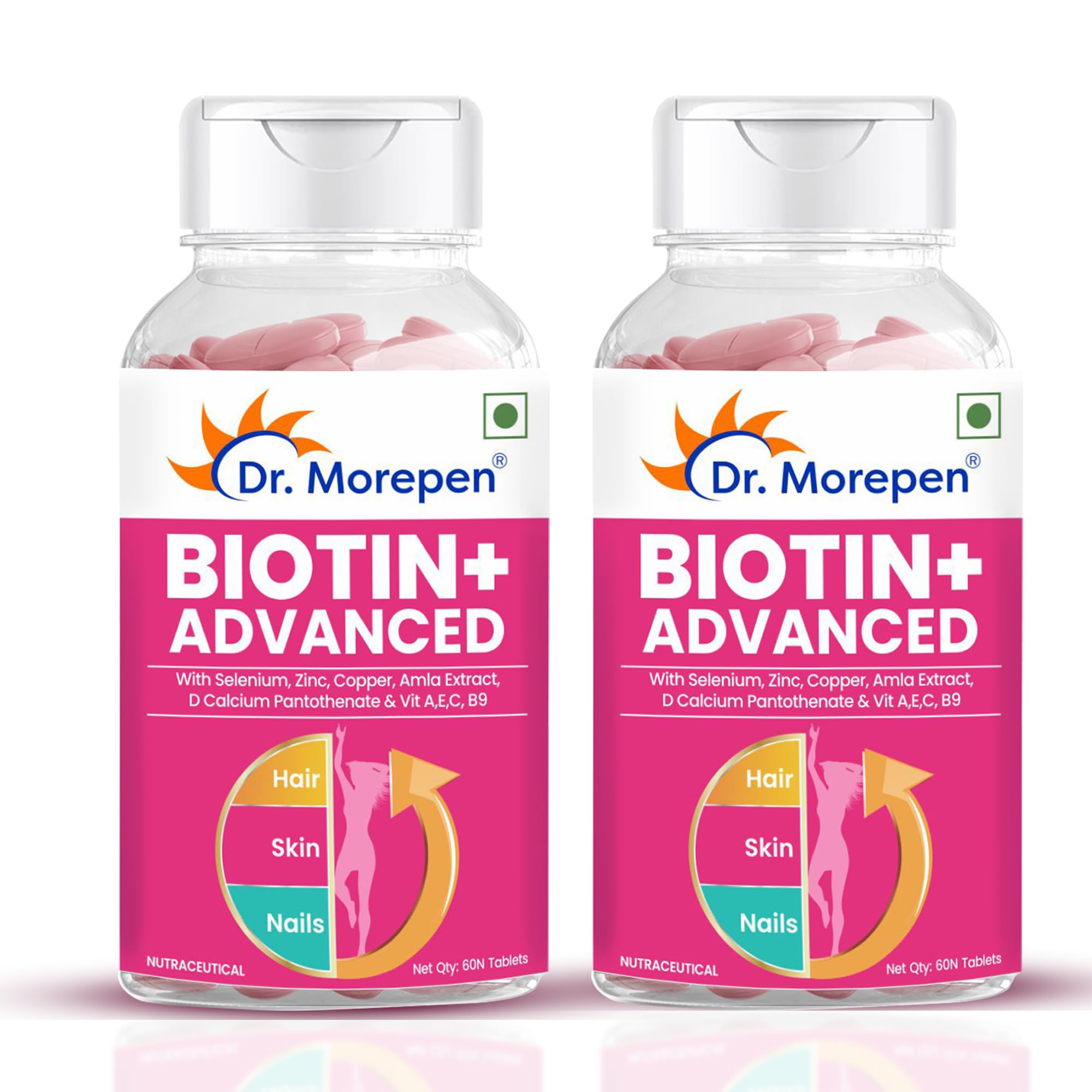DR. MOREPEN Biotin+ Tabs | With Multivitamins, Amino Acids, Natural Extract of Amla, Turmeric & Green Tea, Bhringraj & Brahmi | (60 Tablets) — Amazon image 10