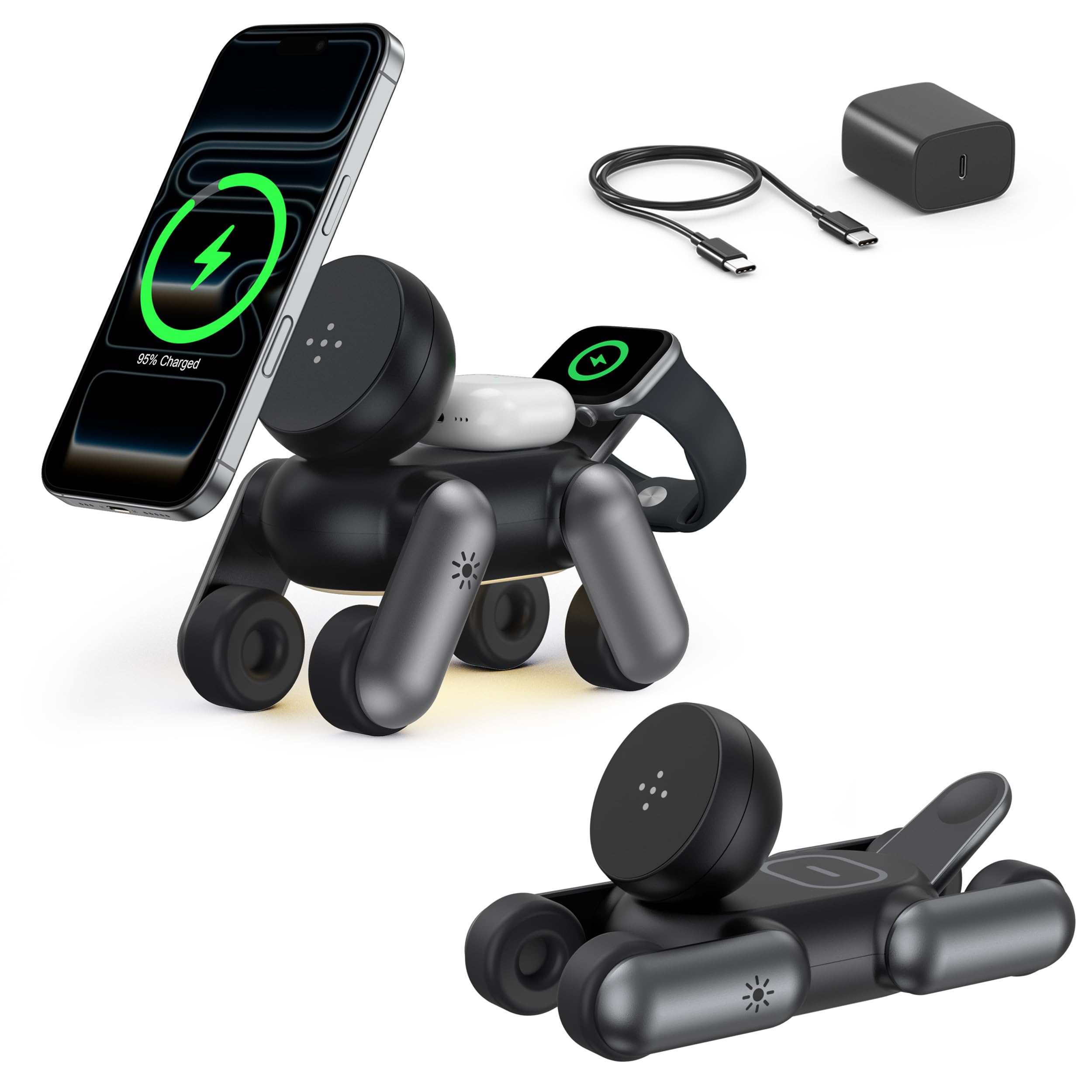 Waloo Support 3 en 1 sans fil pour iPhone, montre et Airpods