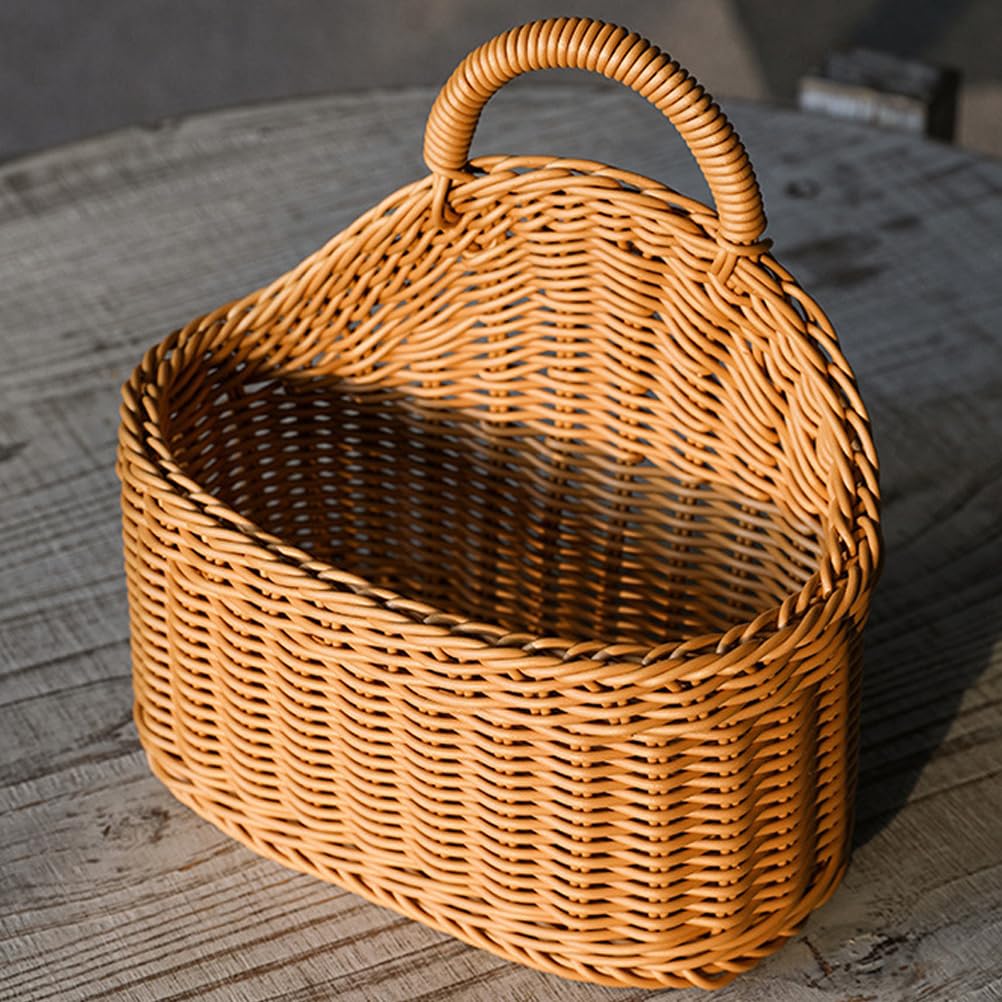 Panier de rangement en rotin à suspendre - Panier à fleurs en osier tissé pour pommes de terre, magazines, articles divers, oignons, taille